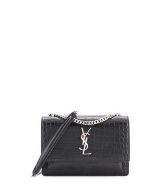 Б/у плечевая сумка Saint Laurent Sunset с цепочкой и тиснением из кожи