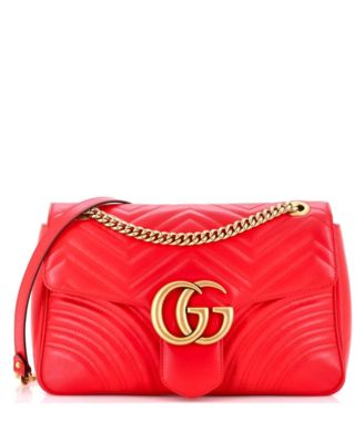 Б/у большая кожаная сумка Gucci Large GG Marmont с клапаном и стеганым дизайном
