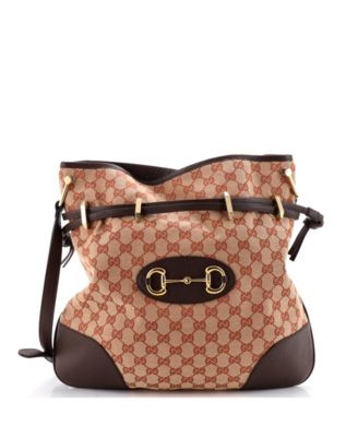 Pre-Owned Gucci большая сумка-мессенджер Horsebit 1955 из канвас-ткани GG
