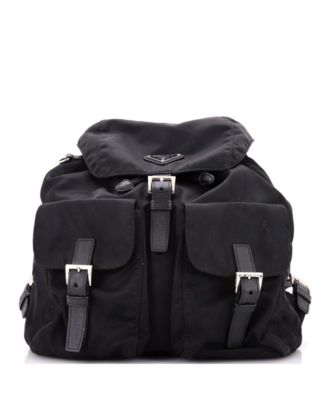 Pre-Owned Prada Medium Double Front Pocket Backpack Re-Nylon with Leather