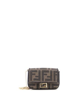 Pre-Owned Fendi Nano Chain Baguette Zucca Coated Canvas Charm Bag