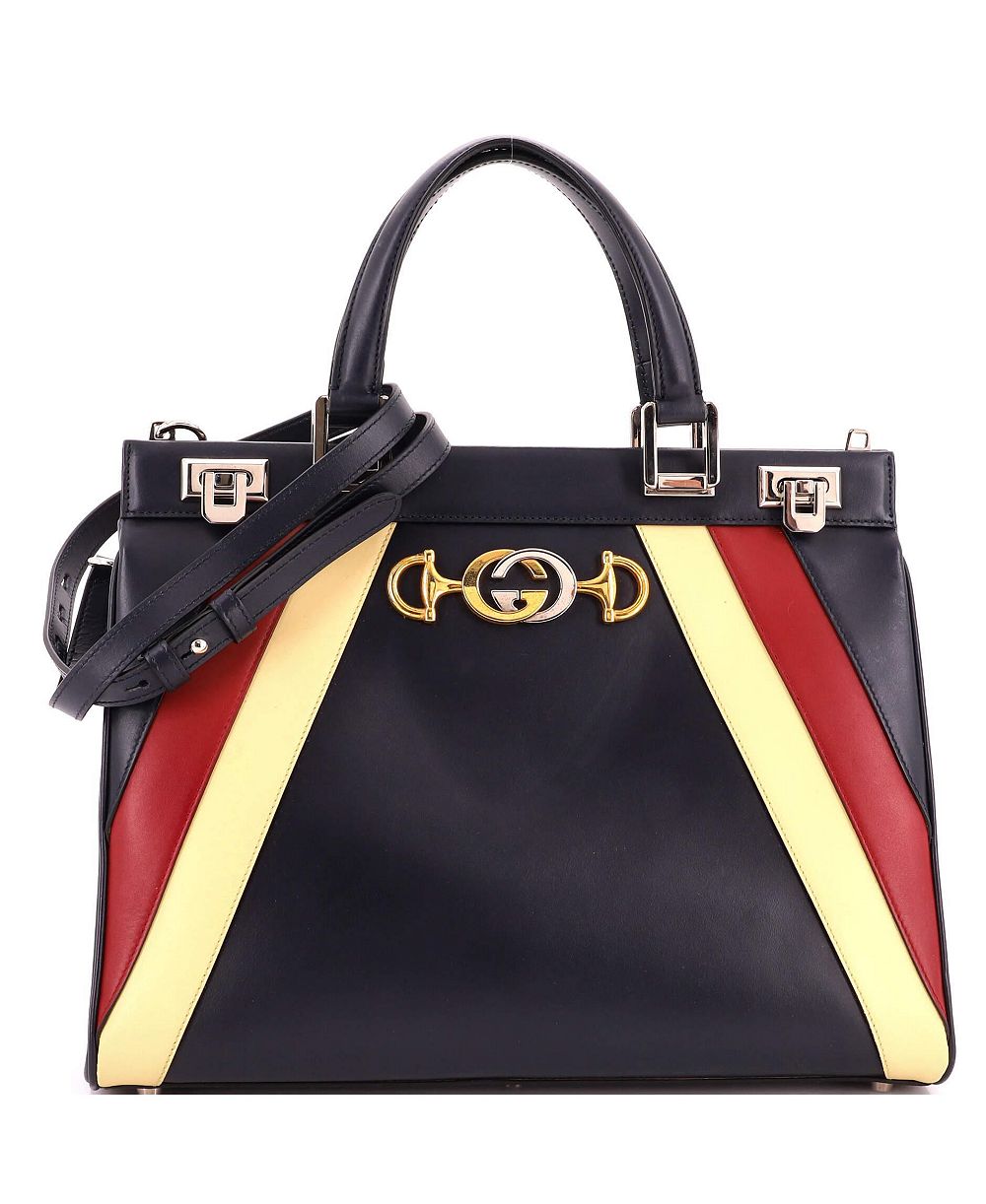 Pre-Owned Gucci Zumi Striped Top-Handle Shoulder Bag, 13"W x 10"H x 4.5"D