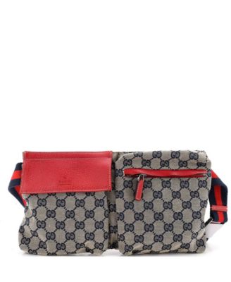 Pre-Owned Gucci Vintage Double GG Canvas with Leather Belt Bag