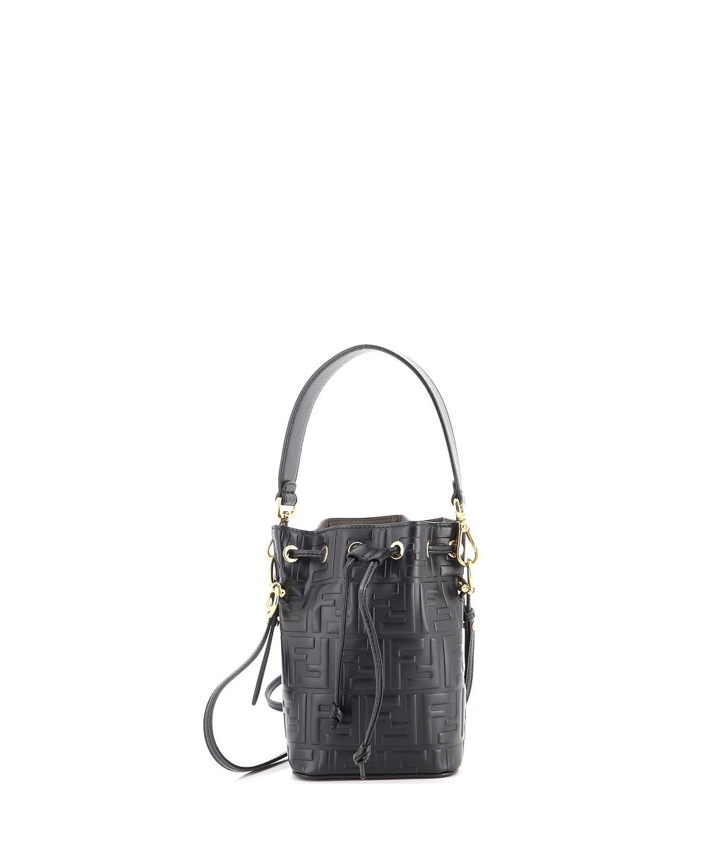 Pre-Owned Fendi Mini Mon Tresor Bucket Bag Zucca Embossed Leather