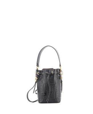 Pre-Owned Fendi Mini Mon Tresor Bucket Bag Zucca Embossed Leather