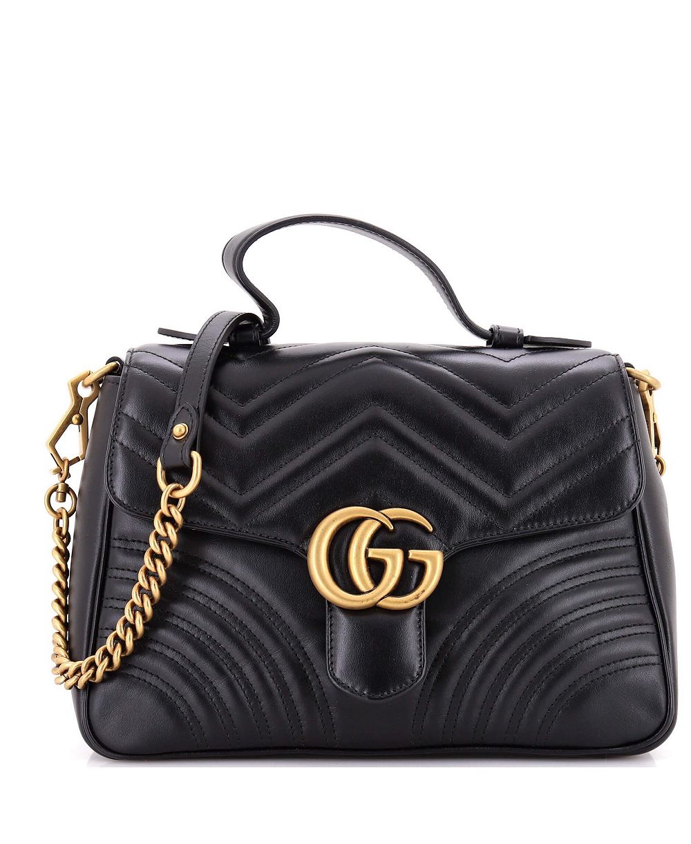 Б/у кожаная сумка Gucci Small GG Marmont с клапаном и стеганым дизайном