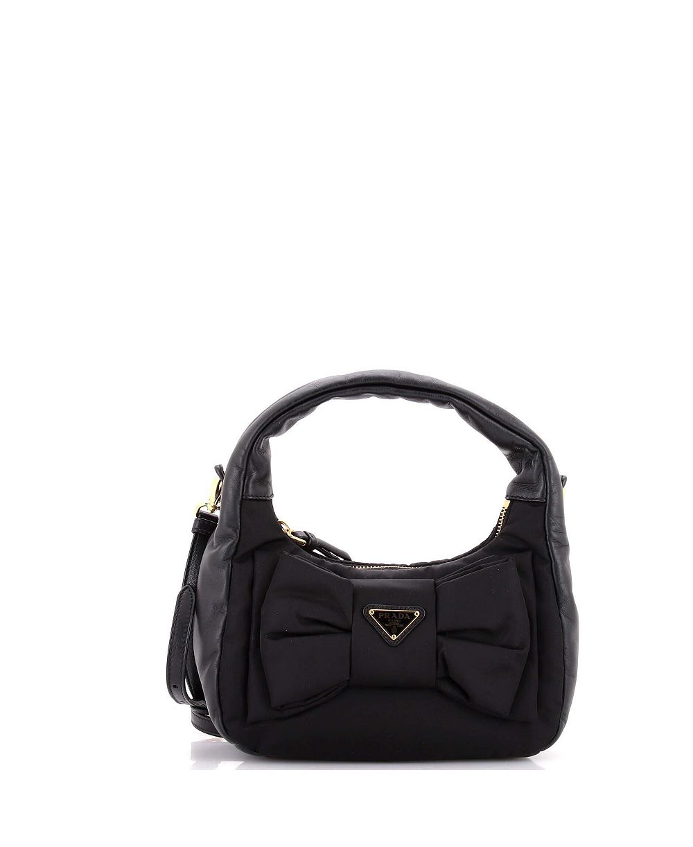 Pre-Owned Prada Mini Padded Bow Hobo Re-Nylon