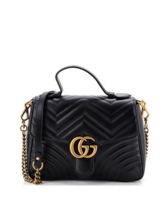 Б/у маленькая сумка Gucci GG Marmont с клапаном и верхней ручкой из стеганой кожи