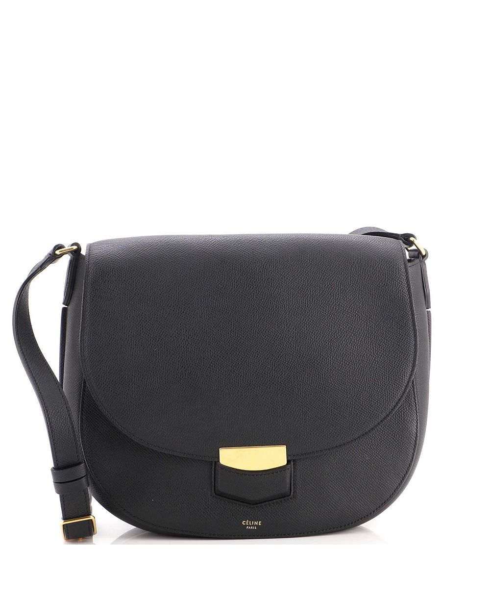 Pre-Owned Celine Trotteur Medium Grainy Leather Crossbody Bag