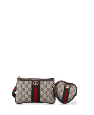Pre-Owned Gucci Ophidia Heart Utility Double Canvas Coated Mini Belt Bag