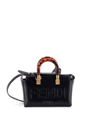 Pre-Owned Fendi Mini Logo By The Way Top Handle Bag Embossed Leather