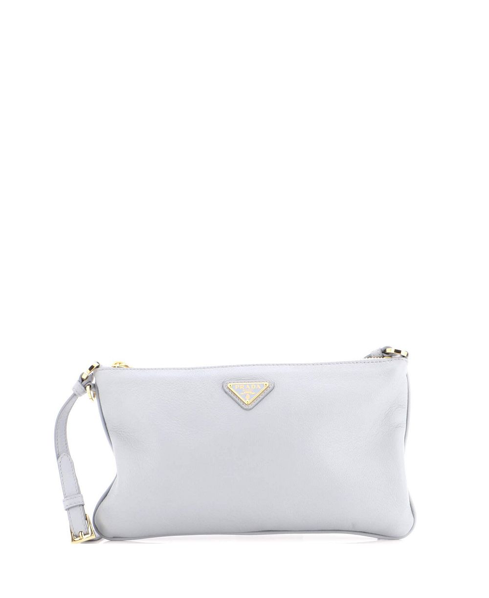 Pre-Owned Prada Zip Flat Pouch Shoulder Bag Leather