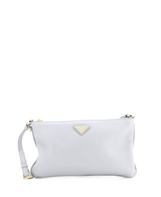 Pre-Owned Prada Zip Flat Pouch Shoulder Bag Leather