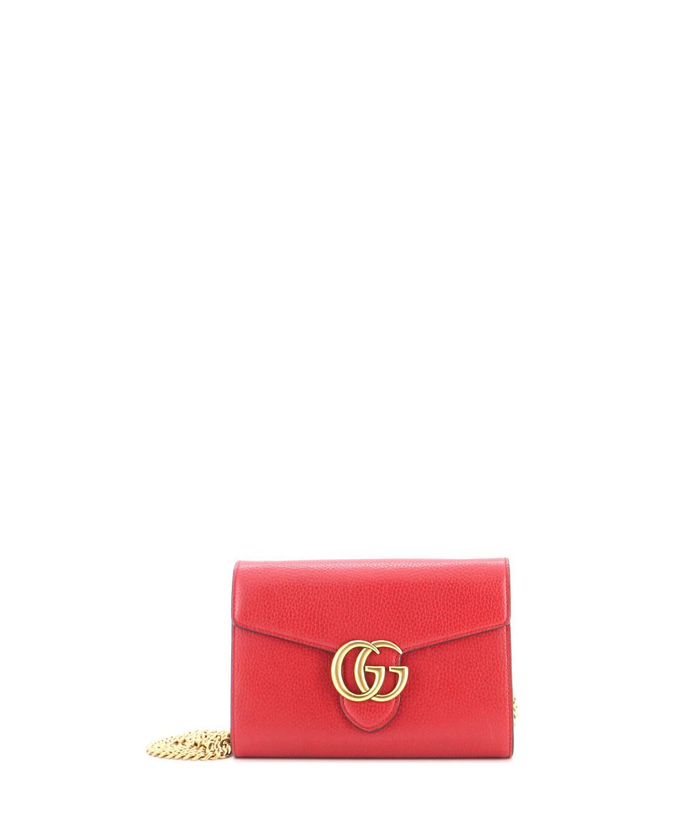 Маленький кожаный кошелек Gucci Mini GG Marmont Chain, состояние: б/у