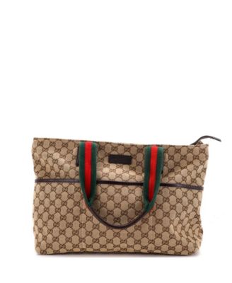 Pre-Owned Gucci Large Diaper Web Strap Tote GG Canvas
