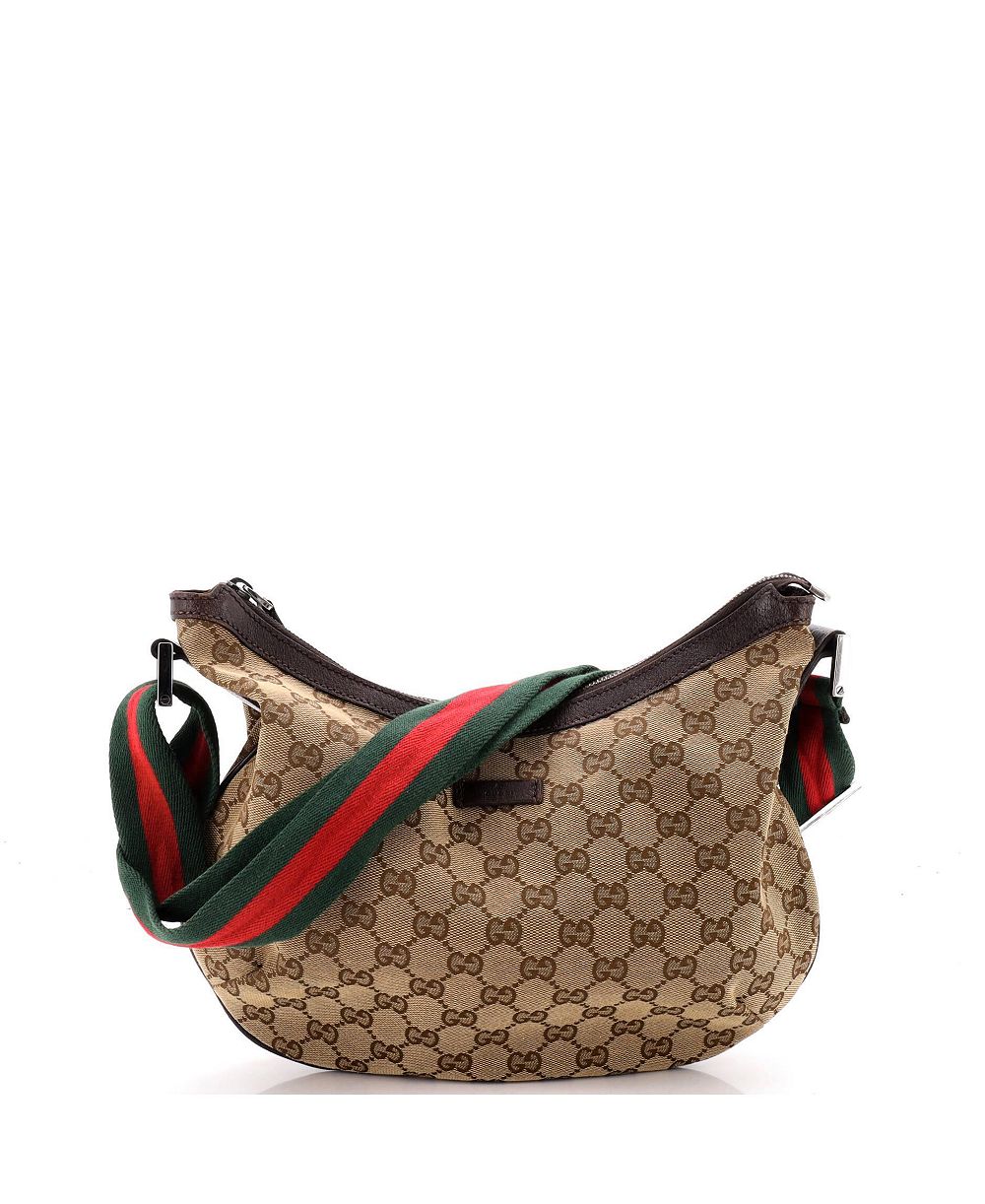Pre-Owned Gucci Medium Saddle Zip Messenger Bag GG Canvas with Leather