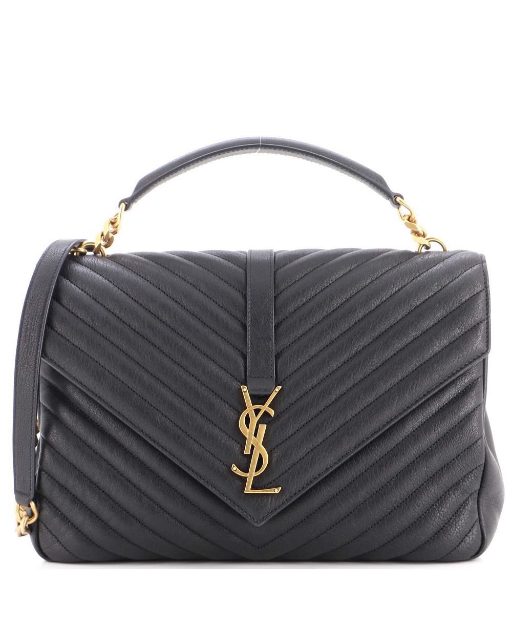 pre-owned saint laurent большая сумка колледж классик монограмм мателаше шеврон из кожи