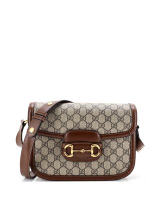 pre-owned gucci маленькая сумка-мессенджер хорсбит 1955 из лакированного канваса gg с кожей