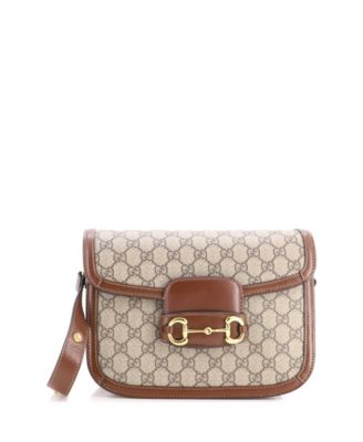 Б/у маленькая плечевая сумка Gucci Small Horsebit 1955 из лакированного холста с кожей