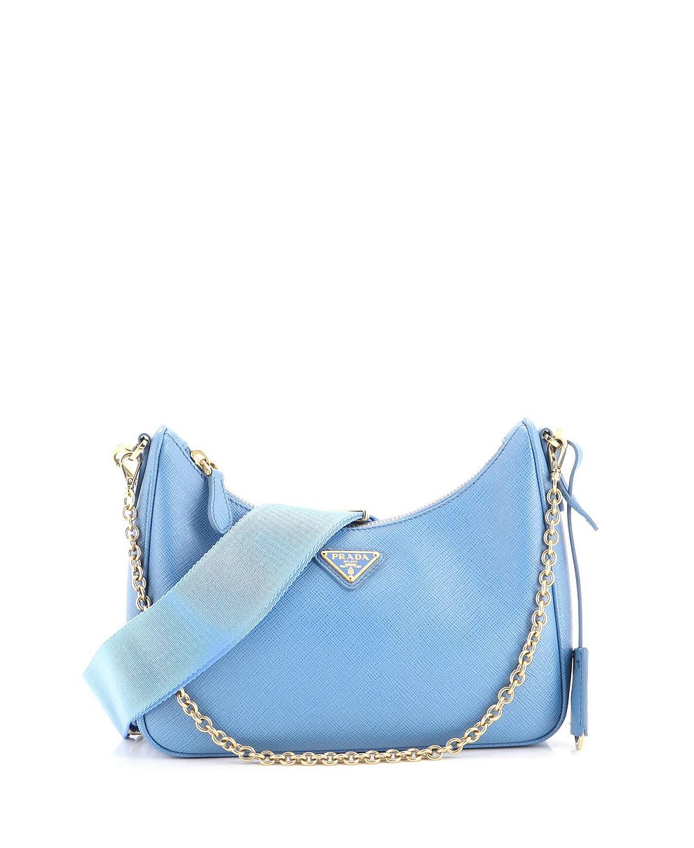 Б/у маленькая сумка через плечо Prada Small Re-Edition 2005 из кожи сафьяно