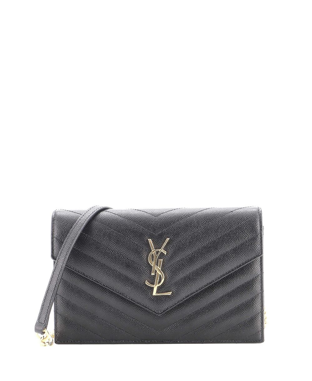 Pre-Owned Saint Laurent Classic Monogram Leather Wallet on Chain