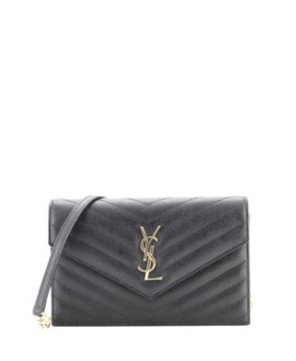Pre-Owned Saint Laurent Classic Monogram Leather Wallet on Chain
