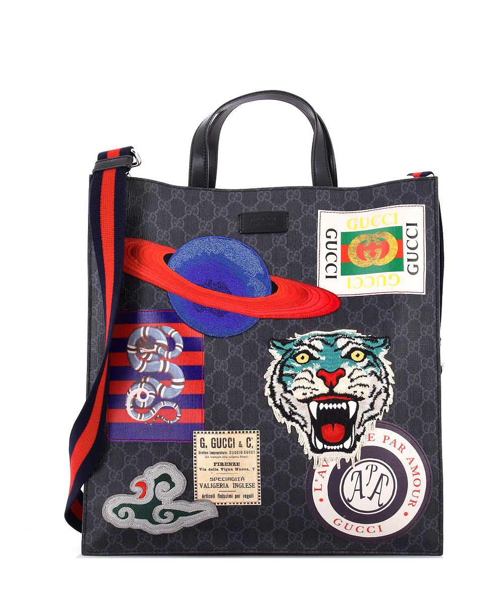 Pre-Owned Gucci North South Courrier Convertible Applique GG Coated Canvas Tote