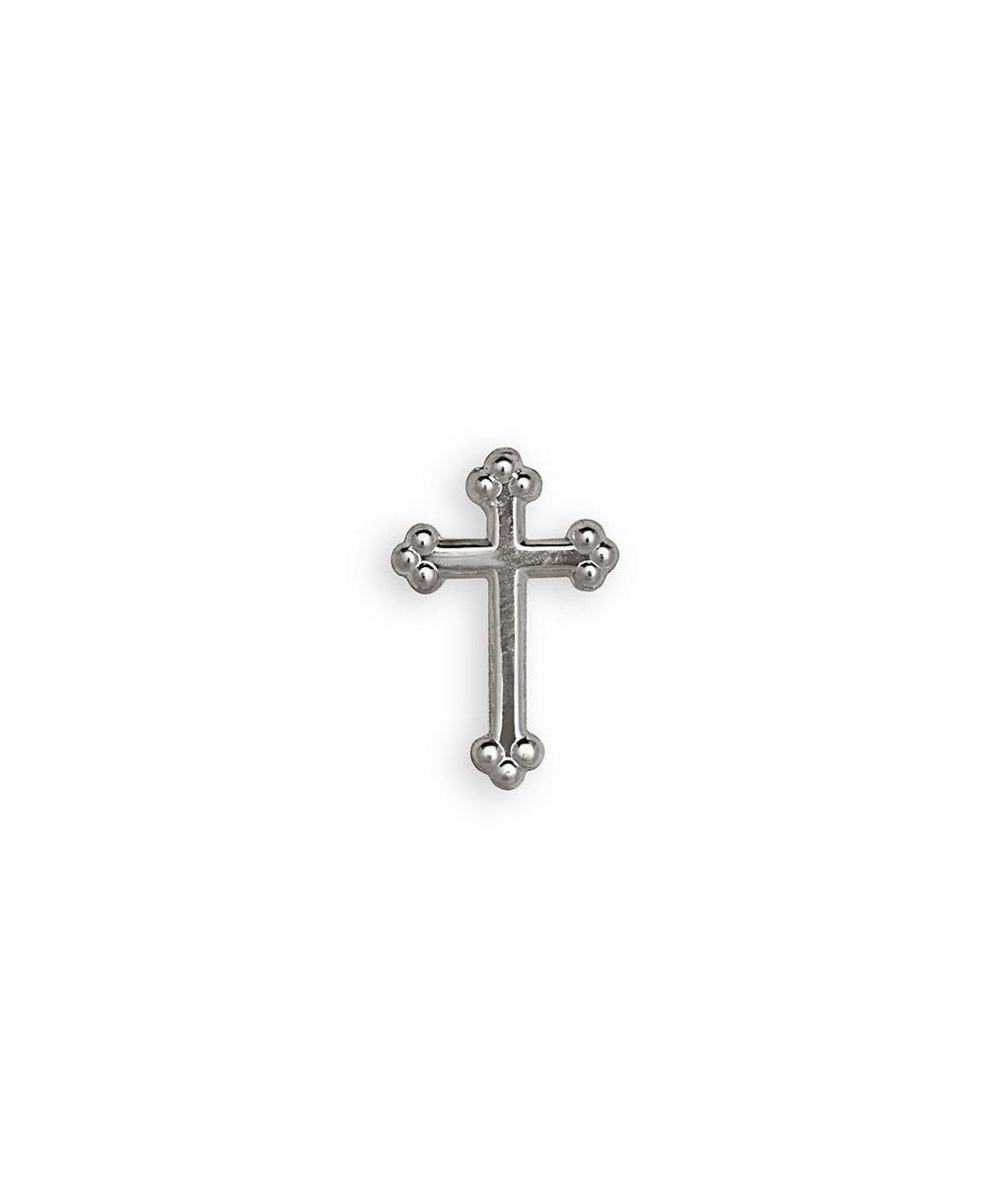 Curata Jewelry Solid 14k Yellow or White Gold Budded Cross Lapel Pin For Men
