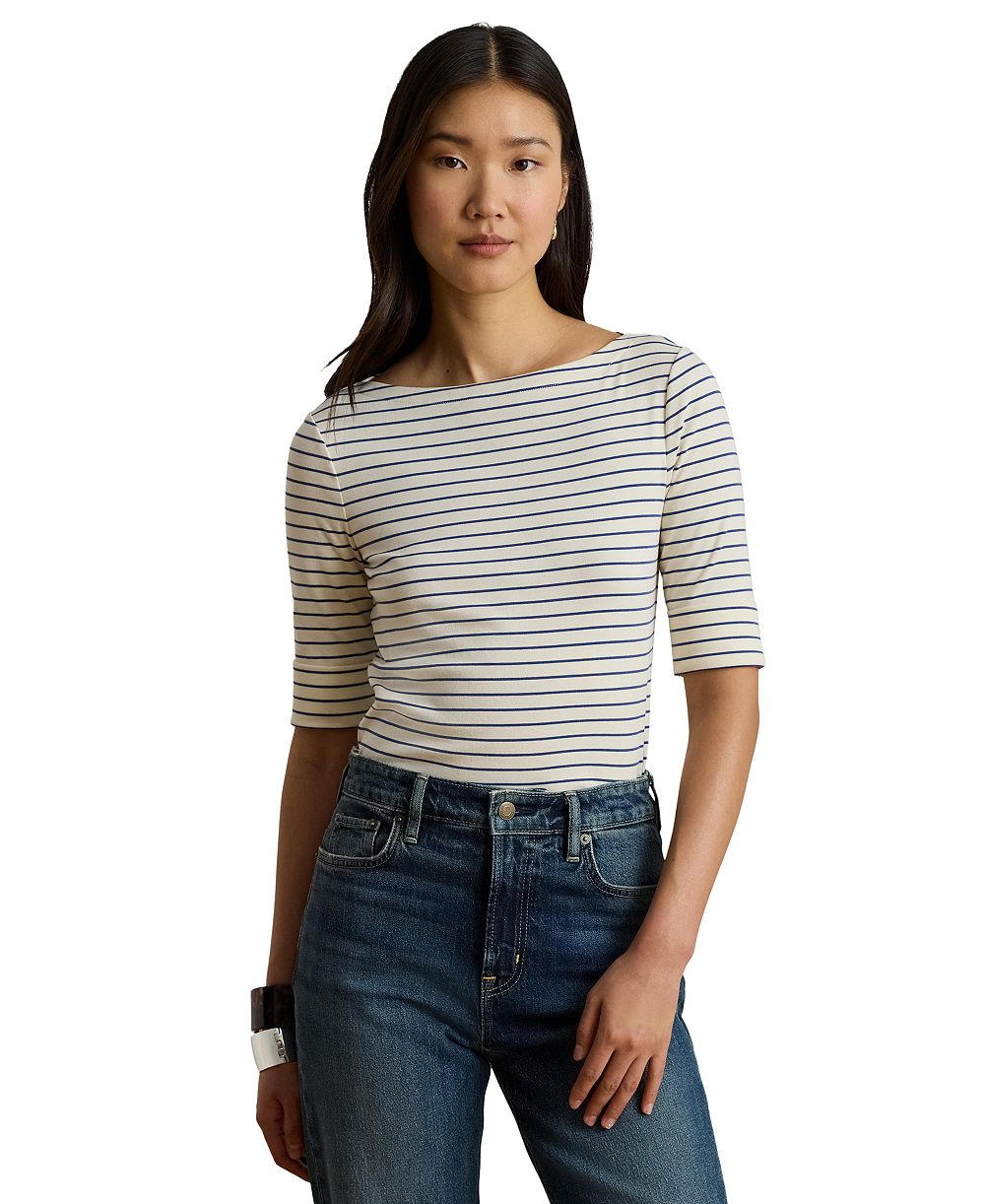 Lauren Ralph Lauren Women's Striped Boat Neck Top