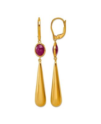 Серьги-подвески Curata Jewelry с каплевидным корундом, позолотой 18k, длиной 7.15 мм, весом 0.30 карата