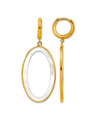 Curata Jewelry серьги-кольца с подвеской из искусственного перламутра овальной формы с откидным замком