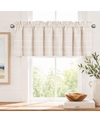 Kate Aurora Country Farmhouse Buffalo Plaid Beige Rod Pocket Window Valance