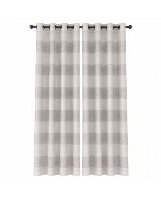 Kate Aurora 2 Piece Metallic Woven Cabana Striped Sheer Grommet Window Curtain Panels