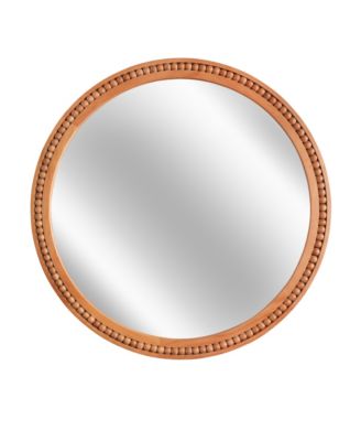BUSDAYS 30 x 30 Inch Round Wall Mirror with Beaded Solid Wood Frame Farmhouse Decor for Entryway Bathroom Living Room