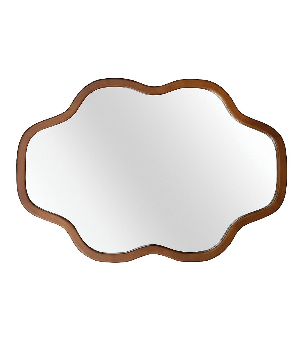 BUSDAYS 24 x 36 Inch Cloud Shape Solid Wood Frame Decorative Mirror Irregular Farmhouse for Bathroom Entryway Living Room