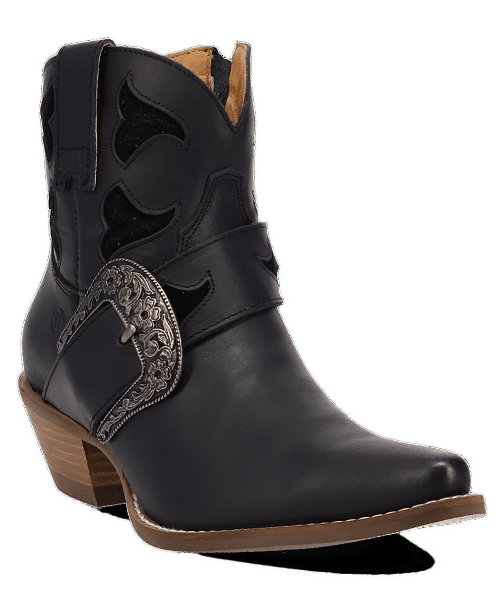 Dingo Women's Saddle Up Leather Western Buckle-Strap Bootie
