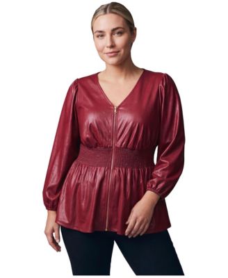 Топ AVENUE Plus Size из жидкого трикотажа с молнией спереди и сборкой на талии