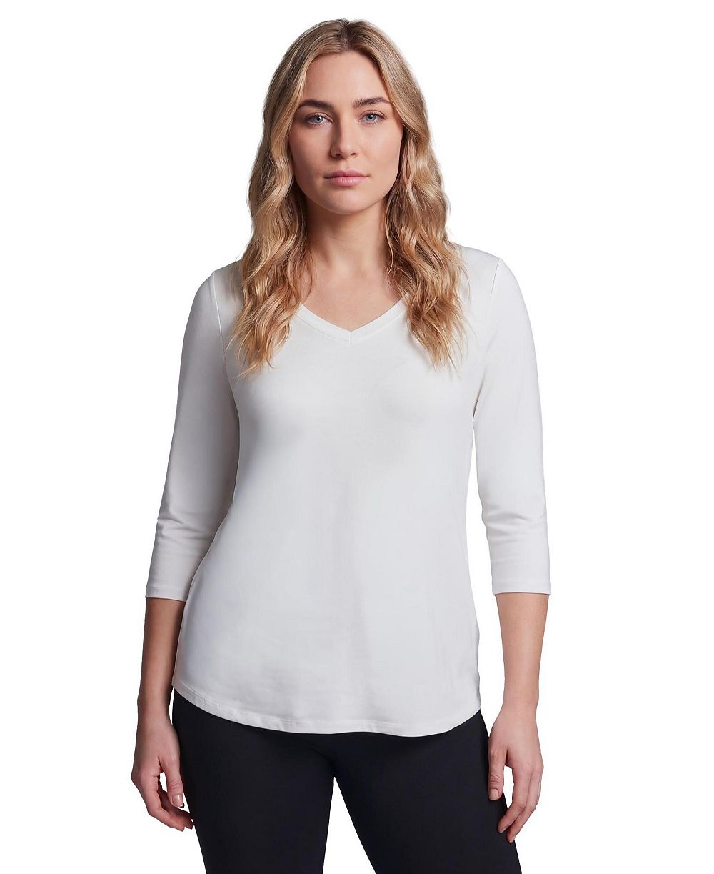 AVENUE Plus Size Signature 3/4-Sleeve V-Neck T-Shirt
