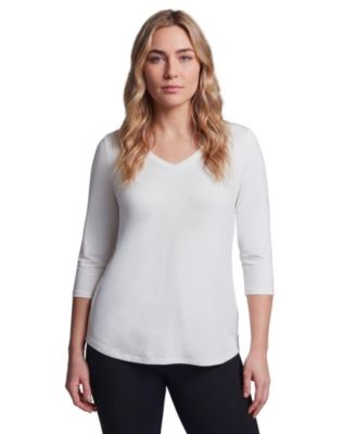 Женская футболка AVENUE Plus Size с V-образным вырезом и рукавом 3/4