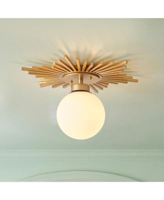 Parrot Uncle 18" Modern Brass 1-Light Glass Globe Semi Flush Mount Ceiling Light Fixture
