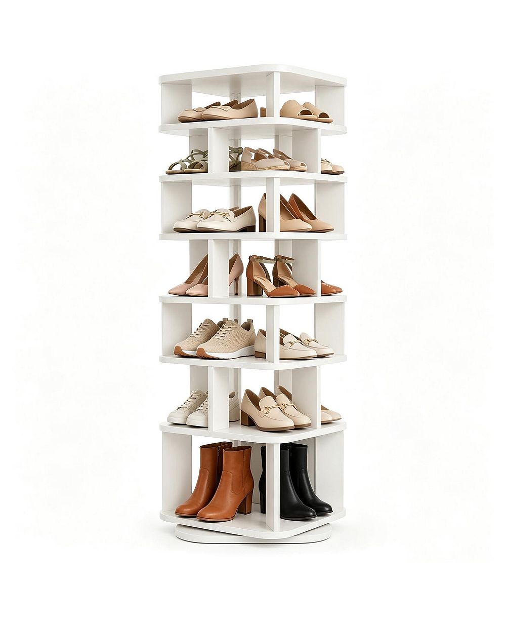 Aheaplus 7-Tier Rotating Shoe Rack Tower, Corner Spinning Shoes Storage Organizer