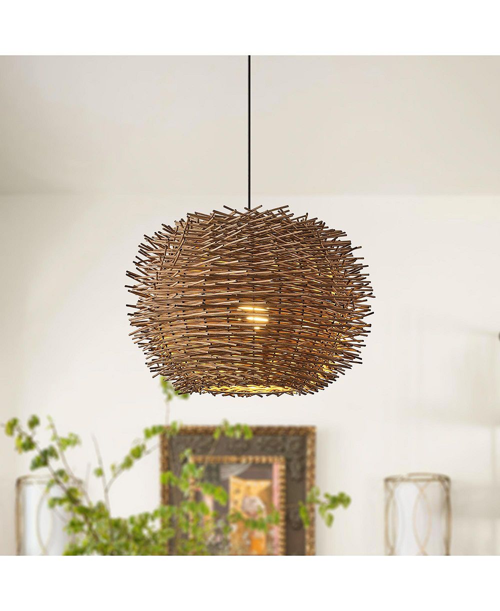 Parrot Uncle 20-inch 1-Light Modern Hand-Woven Rattan Hanging Dining Room Chandelier
