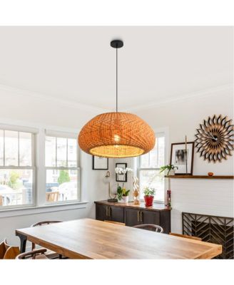 Parrot Uncle 18.9" Bohemian Light Handwoven Rattan Caged Pendant Light