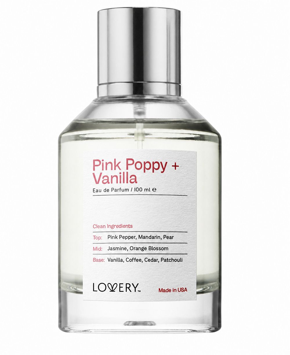 Lovery Pink Poppy and Vanilla Eau de Parfum Spray, Made in USA 3.4 oz