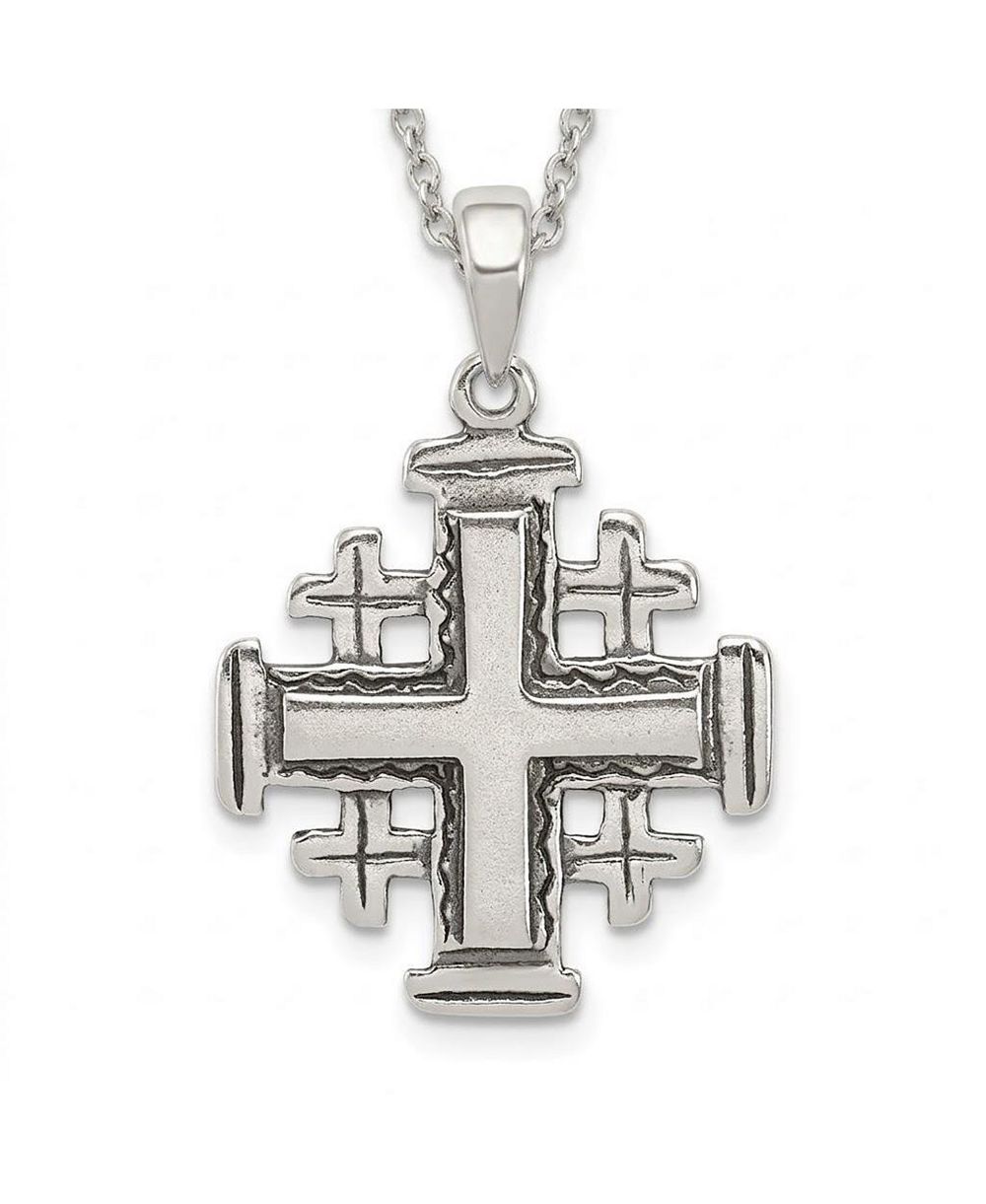 Curata Jewelry Antiqued Sterling Silver Jerusalem Crusader Cross Pendant