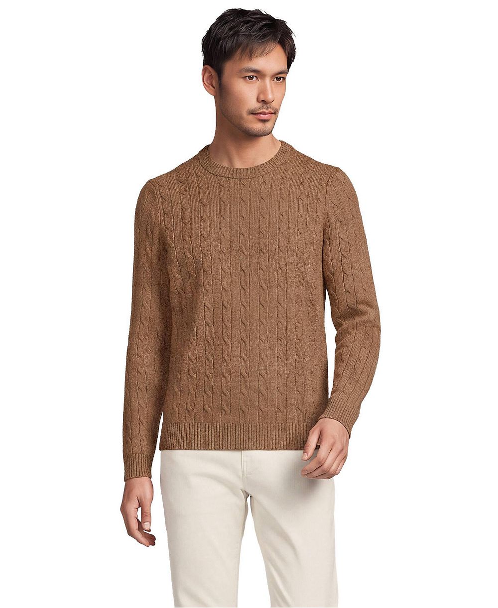 Мужской свитер Lands' End Long Sleeve Cashtouch Cable Crewneck