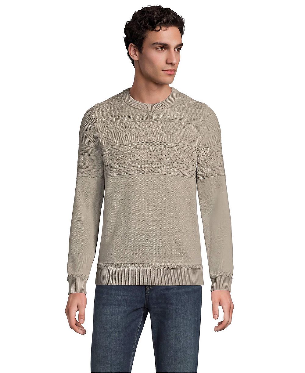 Lands' End Men's Drifter Crewneck Long-Sleeve Textured Sweater