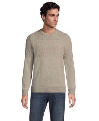 Lands' End мужской длинный свитер с круглым вырезом Drifter с текстурным плетением