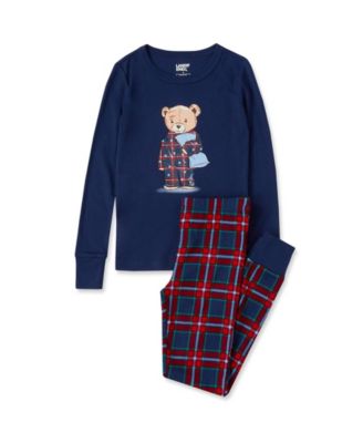 Teddy bear/dark blue plaid