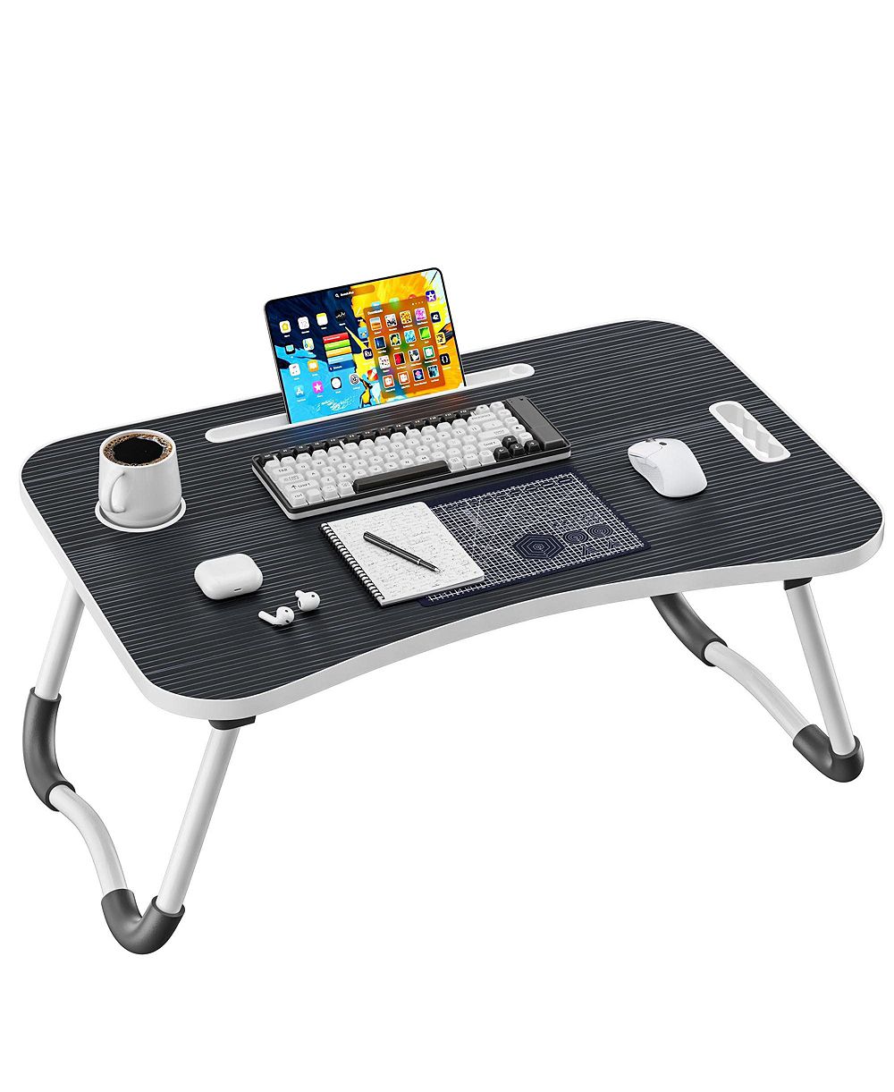 GNUADZ Folding Lap Desk Wood Laptop Bed Table Cup Holder Portable Working